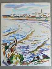 Gouache Paysage Orientaliste Marocain Maroc Marine Port Pêche Salé Médina Rabat