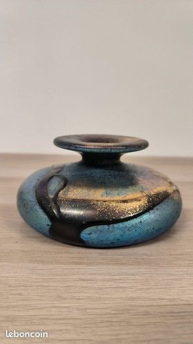 Vase pâte verre signée - de,