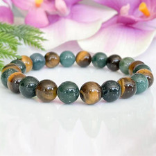 Bracelet en perles Oeil de Tigre et Agate Mousse – Pierres naturelles