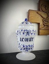 Vintage French earthenware "ACONIT" apothecary jar Pharmacy Faience pot