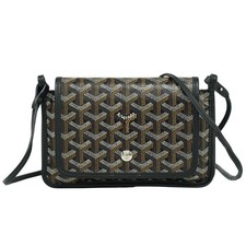 GOYARD Plumet Pouch Crossbody Bag PVC Black Brown Silver France