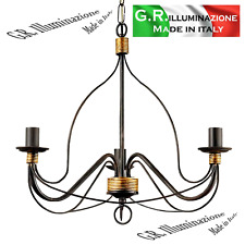 Lustre fer forgè classique moderne 3 L bruni noir or Lampe pendante cuisine VERA