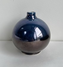 Ancien vase boule céramique poterie design signé Leon Nigrosh mid-century
