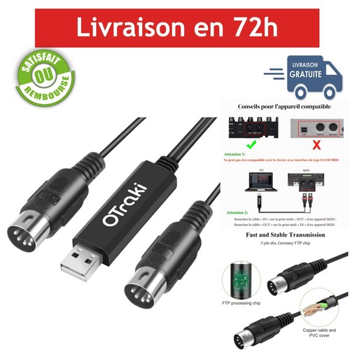 Otraki câble midi usb - câble, 2m