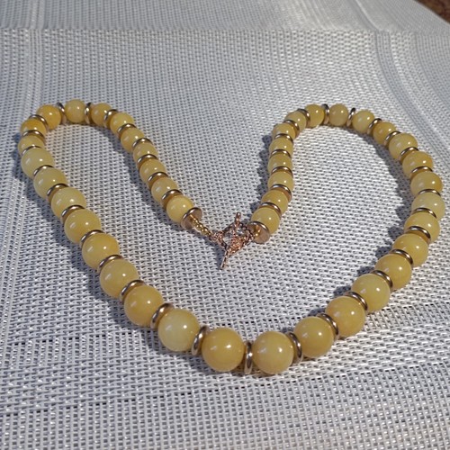 Collier perles jade - collier, jaune