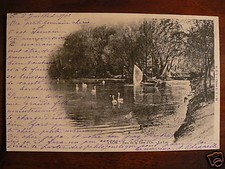 cpa 69 lyon parc de la tete d'or le lac pecheur filet