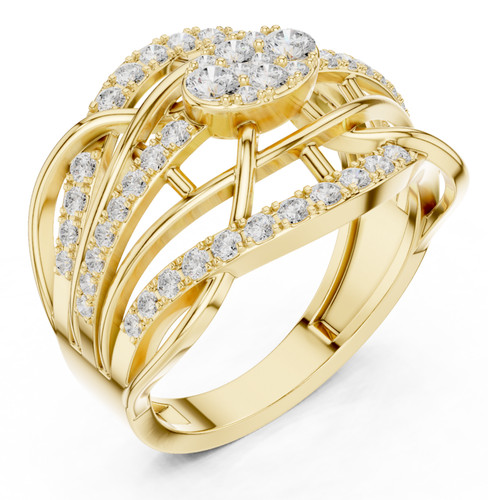 Bague ronde certifiée - , diamant