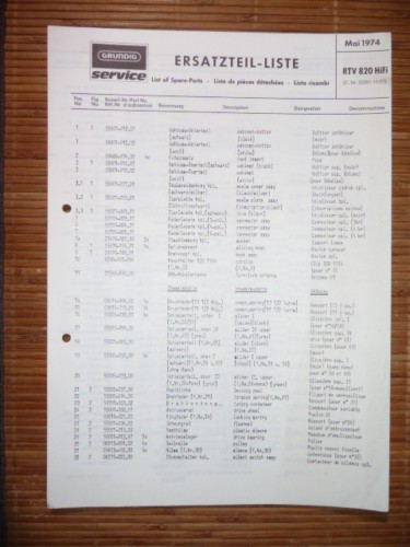 Liste des pièces - des,