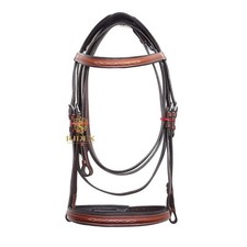Bride de cheval fantaisie en cuir marron avec rembourrage doux