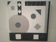 Cadre Moderne Abstrait Peint À La Main Sur Toile Avec Glitter 80X80X3CM