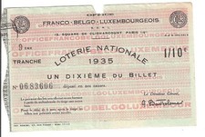LOTERIE NATIONALE - FRANCO BELGE LUXEMBOURGEOIS 1935