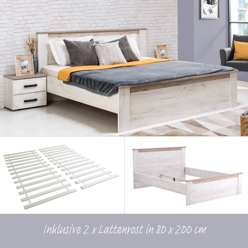 Lit bois massif double - en,