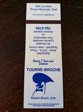 Vintage Matchcover: Tourne-Broche, Rouyn-Noranda, QC