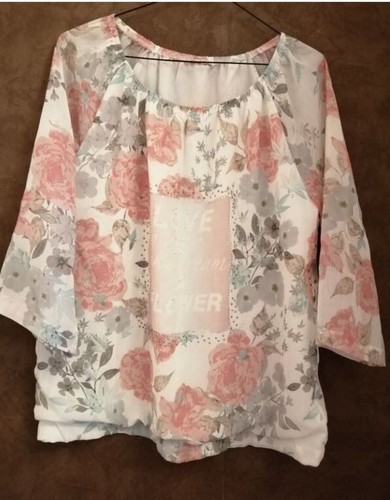 Blouse blanche fleurs - blouse,
