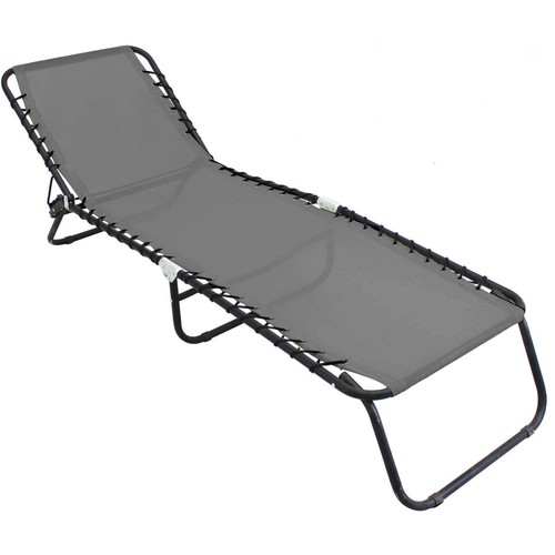 Chaise longue pliante gris - chaise,