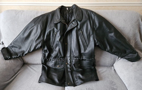 Veste longue cuir noir - en,