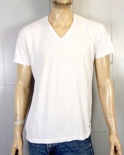 euc Polo Ralph Lauren soft Blank White V-Neck T-Shirt Navy Pony at Waistline L