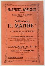 catalogue agricultural equipment H.MAITRE special HERSE 1924 tractor vendage work dawn