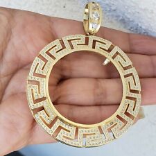 2 Ct Pave 50 pesos centenario Coin Bezel Frame pendant 14k Yellow Gold Finish