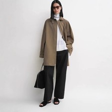 Toteme Women's Brown Cotton Loose Medium Lstraight Trench Coat