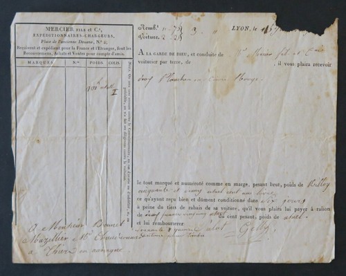 Facture 1859 thiers mercier - thiers,
