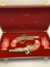 H. Deringer Bourbon Pistol Decanter Set ~ Empty Glass Dueling Pistols