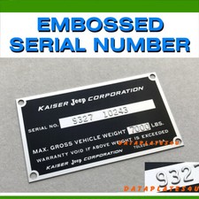 KAISER JEEP CORPORATION PLATE STATION WAGON FC-150 170 DATA TAG