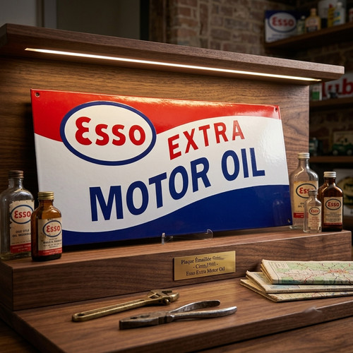 Plaque émaillée esso extra - émaillée,