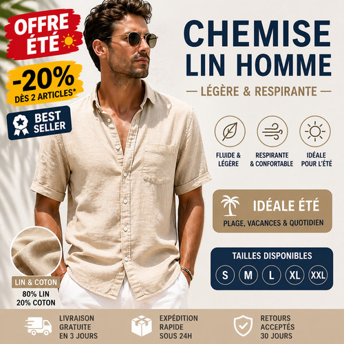 Chemise lin homme été - lin,