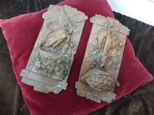 rare paire art nouveau vide poche,insectes gibier,poissons,bronze,1,5kg pce,H26c