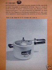 1958 THE CRUCIBLE PELICAN ENAMELLED STEEL PRESSURE COOKER - ADVERTISING