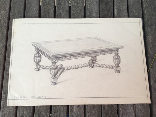 Ancien dessin table louis xiii - table,