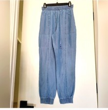 bebe Chambray Comfy Jogger Pants with Tassels Drawstring Size XS