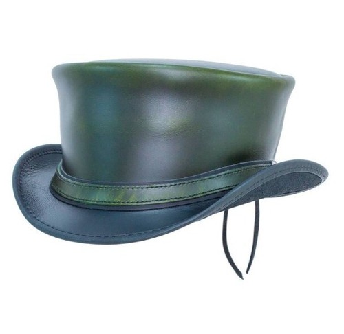 Chapeau cuir vert détresse - en,