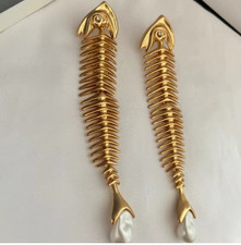 Schiaparelli Fish Bone Earrings NEW