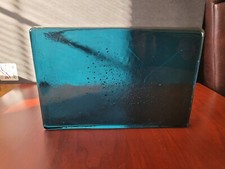 SIGNED WILLIAM H. BLENKO GLASS AQUA BLUE DALLE DE VERRE SLAB BLOCK RARE HTF