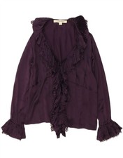 MARINA RINALDI Womens Ruffle Front Blouse Top Size 21 Medium Purple Silk CA05