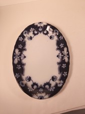 Antique Royal Staffordshire Pekin Flow Blue Platter 16.75" X 12"Burslem England.