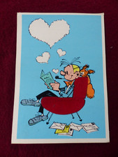 FRANQUIN  SPIROU ET FANTASIO. CARTE POSTALE FEUTRINE fantasio dans son fauteuil