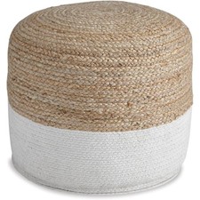 Jute & Cotton Pouf, 19 x 19