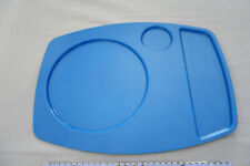 plateau télé plastique bleu années 70 assiette + verre + couverts