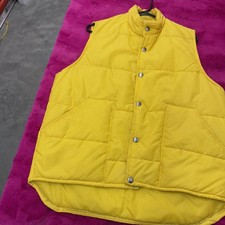 Puffer Vest Mens Large Yellow Quilted Insulated Snap Front Outdoor Casual Warm