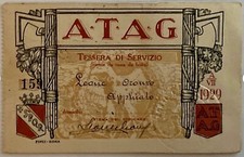 ROME COMPANY TRAMS OF THE GOVERNORATE SUBSCRIPTION CARD ATAG A.VII° 1929