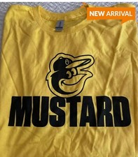 2024 Baltimore Orioles ~ Mustard Hot Dog Race T-Shirt - Gold Color - All Size