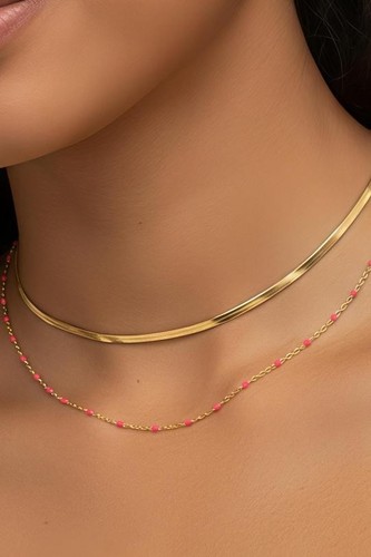 Collier double rang acier - collier,