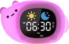 Réveil Enfant Éducatif | Jour/Nuit | Lumière 7 Couleurs, 2 Alarmes & Sons 🐱