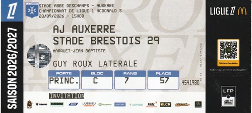 Ticket football auxerre - football,