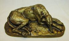 PRESSE PAPIER CHIEN LEVRIER BRONZE DORE ANCIEN SCULPTURE 19ème / greyhound dog