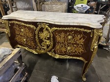 French Antique Marble Top Commode Chest Of Drawers
