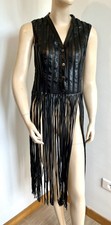 dress size 40/42 black faux leather veil insert and long fringed stockings spazm 456!
